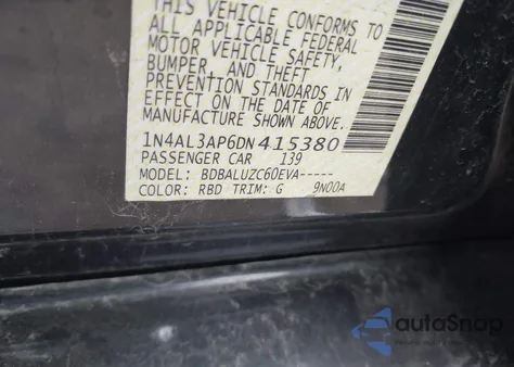 2013 Nissan Altima 2.5 Sv from USA, damaged, VIN 1N4AL3AP6DN415380